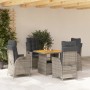 Set comedor de jardín 5 piezas con cojines ratán sintético gris en Conjuntos de jardín | Comprar online en Foru.es