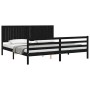 Estructura de cama con cabecero madera maciza negro 200x200 cm de vidaXL, Camas y somieres - Ref: Foro24-3194790, Precio: 191...