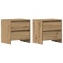 Cabinetes de Noche 2 pcs Roble Artesanal 45x34x44,5 cm Madera Elaborada de , Mesitas de noche - Ref: Foro24-863356, Precio: 9...