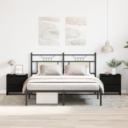 Cabinet de noche 2 pcs Negro Roble 45x34x44,5 cm Madera Engineered de , Mesitas de noche - Ref: Foro24-863358, Precio: 104,69...
