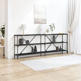Mesa de Consola Negro Roble 200x30x75 cm Madera Ingenierizada y Acero de , Mesas auxiliares - Ref: Foro24-863447, Precio: 116...