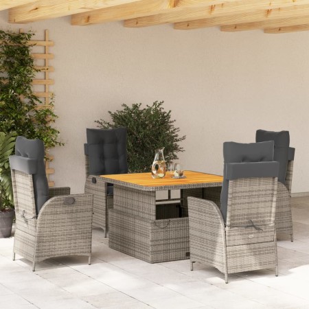 Set comedor de jardín 5 piezas con cojines ratán sintético gris en Conjuntos de jardín | Comprar online en Foru.es