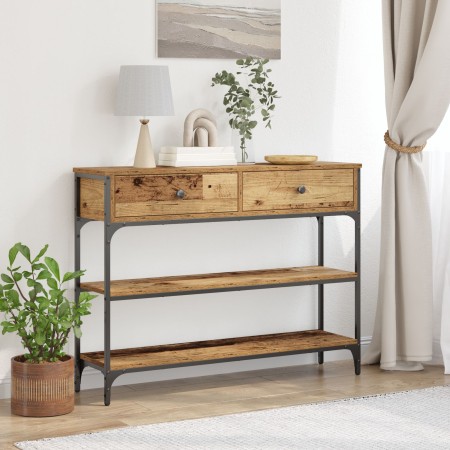 Mesa Consola Madera Vieja 100x25x75 cm Madera Engineered y Acero de , Mesas auxiliares - Ref: Foro24-863511, Precio: 98,36 €,...