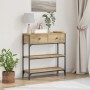 Mesa Consola de Roble Artesanal 72,5x25x75 cm en Madera y Acero de , Mesas auxiliares - Ref: Foro24-863520, Precio: 82,59 €, ...