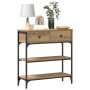 Mesa Consola de Roble Artesanal 72,5x25x75 cm en Madera y Acero de , Mesas auxiliares - Ref: Foro24-863520, Precio: 82,59 €, ...