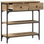 Mesa Consola de Roble Artesanal 72,5x25x75 cm en Madera y Acero de , Mesas auxiliares - Ref: Foro24-863520, Precio: 82,59 €, ...