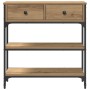 Mesa Consola de Roble Artesanal 72,5x25x75 cm en Madera y Acero de , Mesas auxiliares - Ref: Foro24-863520, Precio: 82,59 €, ...