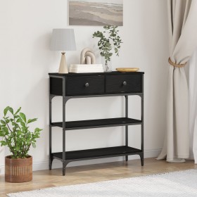 Mesa Consola Negro Roble 72,5x25x75 cm Madera Elaborada y Acero de , Mesas auxiliares - Ref: Foro24-863521, Precio: 84,92 €, ...