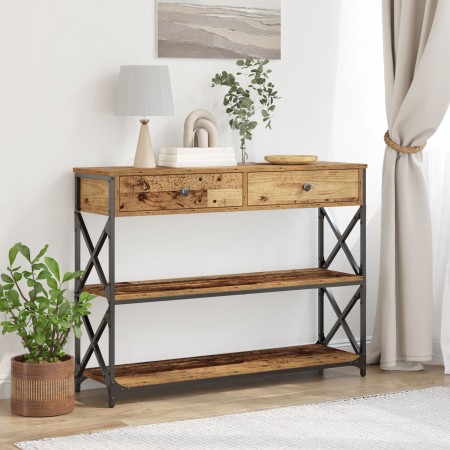 Mesa Consola de Madera Vieja 100x28x75 cm de Madera Ingenierizada y Acero de , Mesas auxiliares - Ref: Foro24-863527, Precio:...