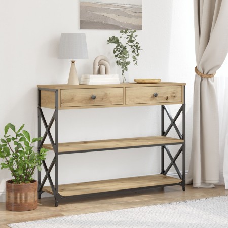 Mesa Consola de Roble Artesanal 100x28x75 cm Madera Ingenierizada y Acero de , Mesas auxiliares - Ref: Foro24-863528, Precio:...