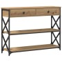 Mesa Consola de Roble Artesanal 100x28x75 cm Madera Ingenierizada y Acero de , Mesas auxiliares - Ref: Foro24-863528, Precio:...