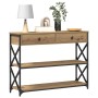 Mesa Consola de Roble Artesanal 100x28x75 cm Madera Ingenierizada y Acero de , Mesas auxiliares - Ref: Foro24-863528, Precio:...