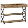 Mesa Consola de Roble Artesanal 100x28x75 cm Madera Ingenierizada y Acero de , Mesas auxiliares - Ref: Foro24-863528, Precio:...