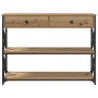 Mesa Consola de Roble Artesanal 100x28x75 cm Madera Ingenierizada y Acero de , Mesas auxiliares - Ref: Foro24-863528, Precio:...