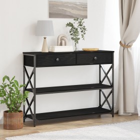 Mesa Consola Negro Roble 100x28x75 cm Madera Elaborada y Acero de , Mesas auxiliares - Ref: Foro24-863529, Precio: 103,18 €, ...