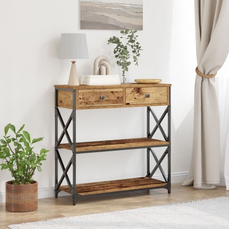 mesa consola de madera vieja 75x28x75 cm madera de ingeniería y acero de , Mesas auxiliares - Ref: Foro24-863535, Precio: 87,...