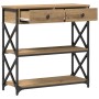 Mesa Consola de Roble Artesanal 75x28x75 cm Madera Ingenierizada y Acero de , Mesas auxiliares - Ref: Foro24-863536, Precio: ...