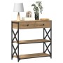 Mesa Consola de Roble Artesanal 75x28x75 cm Madera Ingenierizada y Acero de , Mesas auxiliares - Ref: Foro24-863536, Precio: ...