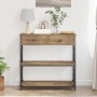 Mesa Consola de Roble Artesanal 75x28x75 cm Madera Ingenierizada y Acero de , Mesas auxiliares - Ref: Foro24-863536, Precio: ...