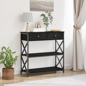 mesa de consola negro roble 75x28x75 cm madera engineered y acero de , Mesas auxiliares - Ref: Foro24-863537, Precio: 89,54 €...