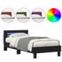 Estructura de cama con luces LED Roble Negro 100x200 cm Madera de ingeniería de , Camas y somieres - Ref: Foro24-863639, Prec...