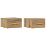 Mesas de Noche 2 pcs Montadas en la Pared de Roble Artesanal 35x35x20 cm de , Taquillas y armarios de almacenamiento - Ref: F...