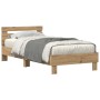 Cama con luces LED en roble artesanal 90x190 cm de madera compuesta de , Camas y somieres - Ref: Foro24-863806, Precio: 100,5...