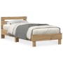 Cama con luces LED en roble artesanal 90x190 cm de madera compuesta de , Camas y somieres - Ref: Foro24-863806, Precio: 100,5...