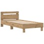 Cama con luces LED en roble artesanal 90x190 cm de madera compuesta de , Camas y somieres - Ref: Foro24-863806, Precio: 100,5...