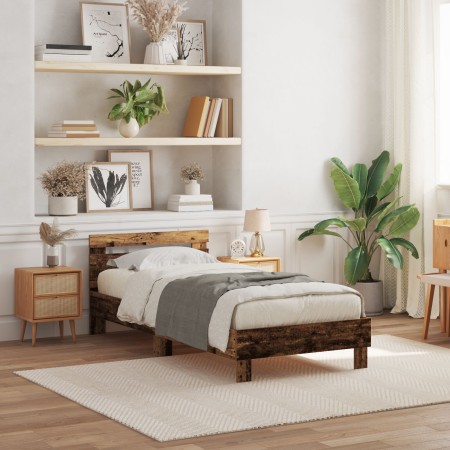 Estructura de Cama  con Luces LED Madera Vieja 75x190 cm Madera de Ingeniería | Foro24.es | Tu tienda online para hogar, jardín y más Foro24.es