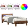Estructura de Cama  con Luces LED Madera Vieja 75x190 cm Madera de Ingeniería | Foro24.es | Tu tienda online para hogar, jardín y más Foro24.es