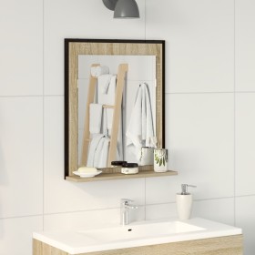 Espejo de baño con estante de roble sonoma 50x12x60 cm de madera elaborada de , Tocadores de baño - Ref: Foro24-864339, Preci...