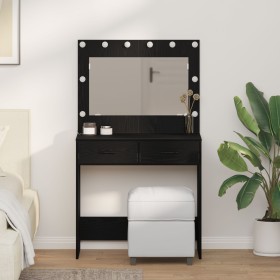 Mesa de tocador con luces LED en Roble Negro 78,5x41x135 cm de , Tocadores para dormitorios - Ref: Foro24-865029, Precio: 141...
