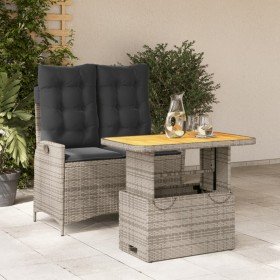 Juego de comedor jardín 2 pzas con cojines ratán sintético gris en Conjuntos de jardín | Comprar online en Foru.es