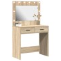 Tocador con luces LED Roble Sonoma 78.5x41x135 cm de , Tocadores para dormitorios - Ref: Foro24-865030, Precio: 133,20 €, Des...