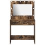 Tocador con Luces LED Roble Ahumado 78.5x41x135 cm de , Tocadores para dormitorios - Ref: Foro24-865032, Precio: 133,37 €, De...