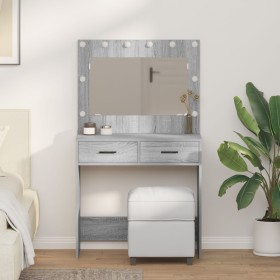 Tocador con Luces LED Gris Sonoma 78,5x41x135 cm de , Tocadores para dormitorios - Ref: Foro24-865033, Precio: 136,54 €, Desc...