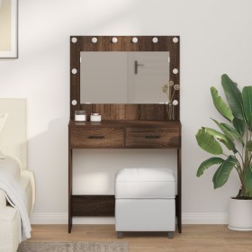 Tocador con Luces LED Madera Roble 78,5x41x135 cm de , Tocadores para dormitorios - Ref: Foro24-865034, Precio: 121,05 €, Des...
