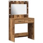 Mesa de Maquillaje con Luces LED Madera Vieja 78,5x41x135 cm de , Tocadores para dormitorios - Ref: Foro24-865035, Precio: 13...