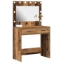Mesa de Maquillaje con Luces LED Madera Vieja 78,5x41x135 cm de , Tocadores para dormitorios - Ref: Foro24-865035, Precio: 13...