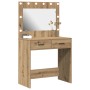 Tocador con Luces LED Roble Artesanal 78.5x41x135 cm de , Tocadores para dormitorios - Ref: Foro24-865036, Precio: 132,50 €, ...