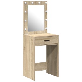 Tocador con luces LED Roble Sonoma 50x41x135 cm de , Tocadores para dormitorios - Ref: Foro24-865039, Precio: 93,67 €, Descue...