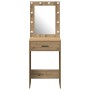 Mesa de tocador con luces LED de roble artesano 50x41x135 cm de , Tocadores para dormitorios - Ref: Foro24-865045, Precio: 92...