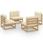 Muebles de jardín 4 piezas con cojines de madera de pino maciza de vidaXL, Conjuntos de jardín - Ref: Foro24-3076312, Precio:...