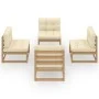 Muebles de jardín 4 piezas con cojines de madera de pino maciza de vidaXL, Conjuntos de jardín - Ref: Foro24-3076312, Precio:...