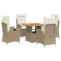 Set comedor de jardín 5 pzas con cojines ratán sintético beige en Conjuntos de jardín | Comprar online en Foru.es