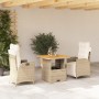 Set comedor de jardín 3 pzas con cojines ratán sintético beige en Conjuntos de jardín | Comprar online en Foru.es