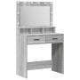 Tocador con Luces LED Gris Sonoma 79x41x135 cm de de , Tocadores para dormitorios - Ref: Foro24-865087, Precio: 126,66 €, Des...