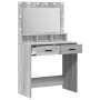 Tocador con Luces LED Gris Sonoma 79x41x135 cm de de , Tocadores para dormitorios - Ref: Foro24-865087, Precio: 126,66 €, Des...