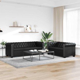 Sofás Chesterfield de 2 y 3 plazas cuero sintético negro en Sofás | Comprar online en Foru.es